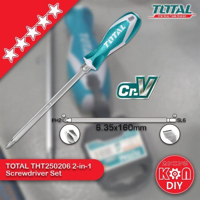 KNN DIY TOTAL 2 in 1 Screwdriver Set 160mm 二合一双用螺丝刀套装 THT250206 Two Way Magnet ScrewDriver