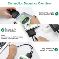 USB กับสายเคเบิล SATA 3 Sata เป็น USB สายแปลง USB อะแดปเตอร์รองรับ2.5/3.5นิ้วหน่วยความจำภายนอก SSD HDD อะแดปเตอร์ฮาร์ดไดรฟ์เชื่อมต่อพอดี