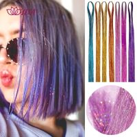 HUAYA  Colorful Shiny Threads Glitter Hair Tinsel Kit Gold Silk Hair Glitter String Extensions Accessories for Women Headdress Wig  Hair Extensions  P