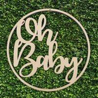 Oh Baby Shower Wooden Sign Round Sign Party Decorations for Gift Perfect Baby Shower Banner Table Sign Baby Shower Party Supplie