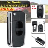 2 Buttons Remote Flip Folding Car Key Shell Case Uncut Blank Blade Replacement for 2 3 5 6 MX-5 RX-8