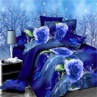 3D Rose Printed Bed Linen Bedclothes King Size Wedding Decorative Duvet Cover Sheet Pillowcase Romantic Bedding Set for Adults