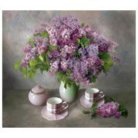 Beaded Embroidery Kits Lilacs Cups Beadwork Accurate Printed Beads Cross Stitch Bead Art Stitchery Needlework Hobby Crafts