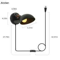 Aisilan LED Bulb Plug In Wall Light With On/Off Switch Nordic Rotation Wall Sconce For Bedside Study Living Room Hotel