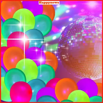 90Pcs Neon Balloons 12” UV Neon Glow Balloons Reusable Polka Dot Blacklight  Balloons Glow in the