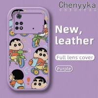 เคส Chenyyyka สำหรับ Xiaomi Poco M4 Pro 5G Redmi Note 11T 5G Note 11S 5G เคสการ์ตูนน่ารักสีเทียน Shin-Chan เคสโทรศัพท์รูปแบบดีไซน์ใหม่นุ่มหนังฝาปิดด้านหลังเลนส์เต็มรูปแบบเคสป้องกันกล้องกันกระแทก