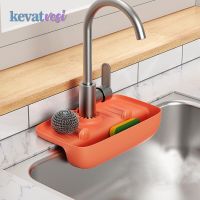 Kitchen Silicone Faucet Mat Sink Splash Pad Bathroom Countertop Protector Mat Drain Pad Sponge Soap Organizer Drain Basket Adhesives Tape