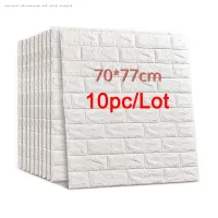 10pcs 70*77 3D Brick Wall Stickers DIY Self Adhensive Decor Foam Waterproof Wall Covering Wallpaper For TV Background