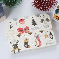 ♀ 50Pcs Merry Christmas Tags Labels Gift Wrapping Paper Hanging Tags Santa Claus Paper Cards Xmas DIY Crafts Party Supplies