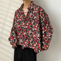 【M-3XL】Korean Version Street Hip Hop Trend Long-sleeved Shirt Men Personality Flower Shirt College Handsome Shirt Loose Comfortable Long-sleeved Shirt