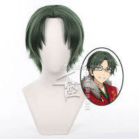 เกมวงดนตรีดาว ES Hasumi Keito คอสเพลย์วิกผมสั้นสีเขียวเข้มสังเคราะห์ทนความร้อนฮาโลวีนปาร์ตี้วิกผมหมวก