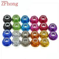 ♈ 10pcs M2 M3 M4 M5 M6 Red/black/ blue/ light blue/ orange/ golden/purple/pink/sliver/grey Anodized Aluminum Flange Nylon Lock Nut