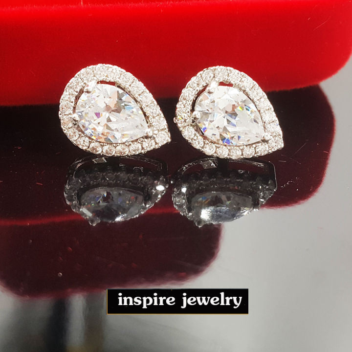 inspire-jewelry-ต่างหูห่วงฝังเพชรสวิสเกรด-aaa-เรียงแถว-หุ้มทองคำ18kสวยหรู-งานแฟชั่นอินเทรนระดับแนวหน้า