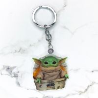 Disney Anime Baby Yoda Epoxy Resin Keyring Backpack School Bag Cartoon Pendant Keychain for Decoration Jewelry FYD362 Key Chains