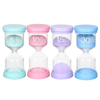 【CW】 Timers Set 4pcs Colorful Hourglass 1/5/3/10/15/30 Minutes Sandglass for Classroom
