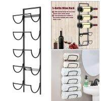 5-6 Bottles Metal Wall Mounted Wine Holder Rack Towel Storage Hook Holder Shelf Bar Kitchen Bathroom Rack Bottle Display Stand Bathroom Counter Storag