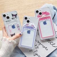 Sanrio Cinnamonroll Kuromi Cartoon Card Holder Phone Case For iPhone 13 12 11 Pro Max XR XS MAX X Girl Shockproof Soft TPU Shell