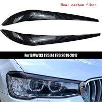 Real Carbon Fiber Headlight Eyebrows Trim Headlight Garnish Strip for BMW X3 F25 X4 F26 2014-2017