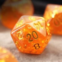 7Pcs/Set Silver Foil Orange Crystal Dice D D COC Dice D4 D6 D8 D10 D D12 D20 Table Games DND MTG RPG Dice Set