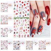 เครื่องประดับทำเล็บของตกแต่งเล็บ Perlengkapan Nail Art สติ๊กเกอร์เล็บลายคริสต์มาสอุปกรณ์ตกแต่งเล็บคริสต์มาสมนุษย์หิมะมีกาวในตัวรูปตกแต่งเล็บคริสต์มาสปาร์ตี้