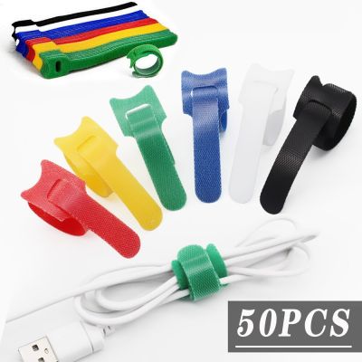 50 Piece Reusable Color Mixed Color Cable Tie, Nylon Cable Tie, #Velcro# Cable Tie, Hook and Loop Wire Management Tool