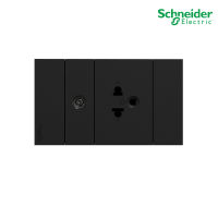 Schneider Electric ชุดเต้ารับเดี่ยว 3ขา ขนาด 2ช่อง+เต้ารับโทรทัศน์ 75 โอห์ม พร้อมฝาครอบสีดำ รุ่น AvatarOn A รหัส M3T426UST_BK+M3T1TV75M_BK+M3T03_BK สั่งซื้อที่ร้าน PlugOn