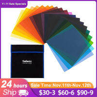 Selens 20pcs Color Lighting Gel Filters 25x25cm Transparent Colour Correction Light Sheet Film Kit For Photo Studio With Bag