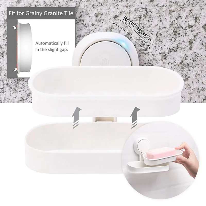 LUXEAR Shower Caddy Suction Cup 2 Pack Suction Shower Basket + Soap Dish  Holder NO-Drilling Removable One Second Installation Shower Organizer