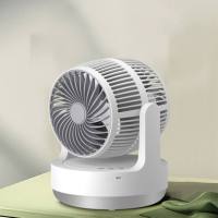 8in พัดลมตั้งโต๊ะแบบชาร์จไฟได้ Hangable 360 ​​องศา Rotation Air Circulator Double Headed Fan for Home Car Office White Grey