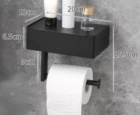 Black Toilet Paper Holder Toilet Paper Holder No Drilling with Wet Wipe Box Toilet Paper Holder with Shelf Toilet Roll Holders