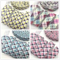 5Yards 16mm Geometric Plaid printed Fold over elastic Handmade elastic bands Baby Girl Hair accessories