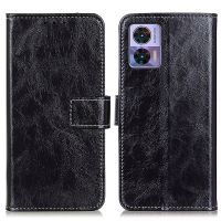 SmartPhonemall For Motorola Edge 30 Lite / Edge 30 Neo Retro Crazy Horse Texture Leather Phone Case(Black)