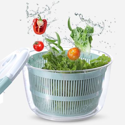 Kitchen Salad Spinner-Manual Lettuce Spinner with Secure Lid Lock &amp; Rotary Handle - Easy to Use Salad Spinners with Bowl