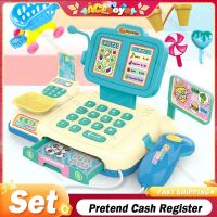 Pretend Cash Register Simulation House Play Calculator Cash Register Toy Children Girl Store Playset with Lights Sounds Set Gift