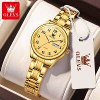 ZZOOI OLEVS Luxury 30m Waterproof Golden Women Watches Calendar Week Display Small Analog Quartz Wrist Watch for Lady Reloj Mujer 5567