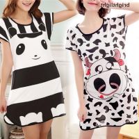 COD SDFGDERGRER (brightlight) Lady Short-sleeve Dress Cute Pajamas Cartoon Picture Casual Home Dress Sleepwear [HOT SALE]