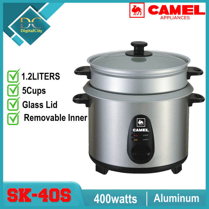 Camel SK40S 1.2L Rice Cooker with Steamer and Glass Lid Lazada PH