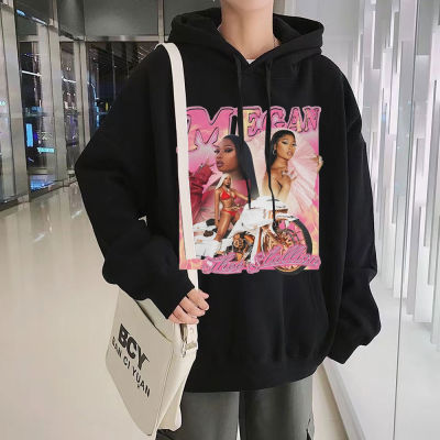 American Retro Rap Singer Megan Thee Stallion Graphics Print Hoodies Unisex Vintage Pullovers Cotton Oversized Man Sweatshirts Size XS-4XL