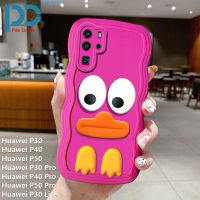 ของเล่นเป็ดตลกการ์ตูนสเตอริโอสำหรับ Huawei P50 Pro P30 P30 Pro P30 Lite น่ารัก3D P50เคสโทรศัพท์ HP ลูกคลื่นฝาหลัง TPU แบบนิ่ม