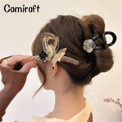 Camiraft กรงเล็บกิ๊ฟหนีบผมสไตล์จีนผีเสื้อดอกไม้ประดิษฐ์รูปตัวฉลามสำหรับผู้หญิงเด็กผู้หญิงน่ารักสำหรับนักเรียนนางฟ้าเจ้าหญิงสไตล์เครื่องประดับผมของขวัญคริสต์มาสปีใหม่