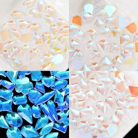 【CW】 20pcs  ice transparent nude powder 42Shaped Crushed Glass Stones irregular Rhinestone