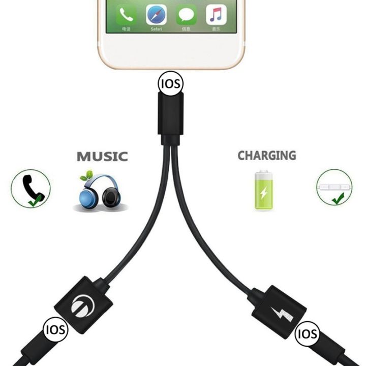 for iPhone Adapter & Splitter, 2 in 1 Dual Lightning Headphone Jack AUX  Audio and Charge Adaptor Dongle Cable Compatible for iPhone  12/11/Xs/XR/X/8/7/Pro Max 