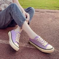 COD DSFGREYTRUYTU 【Ready stock women】ins new 1970s light purple low-top canvas shoes female Korean version of the student Harajuku style u