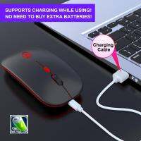 แบบชาร์จ Dual Mode เมาส์ไร้สาย Mute Mice ไร้สาย2.4G Mause Backlit เมาส์สำหรับเล่นเกมตามหลักสรีรศาสตร์สำหรับแล็ปท็อป PC