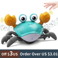 Crawling Crab Baby Toys with Music LED Light Up for Kids Toddler Interactive Toy with Automatically Avoid Obstacles Musical Toys