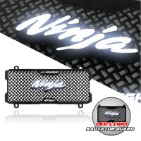 สำหรับ KAWASAKI NINJA 650 2017-2020ไฟ LED หม้อน้ำรถจักรยานยนต์ยางป้องกันฝาครอบกระจังหน้าป้องกันน้ำมันคูลเลอร์อลูมิเนียม