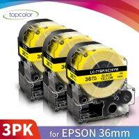 【Deal of the day】 Topcolor 3PK 36มม.สีดำบนสีเหลือง SC36YW Epson เทปติดฉลากสำหรับ KingJim เครื่องพิมพ์ SR970 SR750 SR5900P SR950 3900