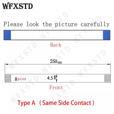 8Pins 4.5มม. 250มม. ประเภท A ใหม่ Flex Cable ด้านเดียวกันทองแดง AWM 20861 105C 60V VW-1 Pins Contact