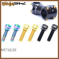 QINGQ โบลท์ไทเทเนียมอุปกรณ์เสริมจักรยาน MTB M5x20mm 6ชิ้นสกรูกับแหวนรองโครงจักรยานพวงมาลัย