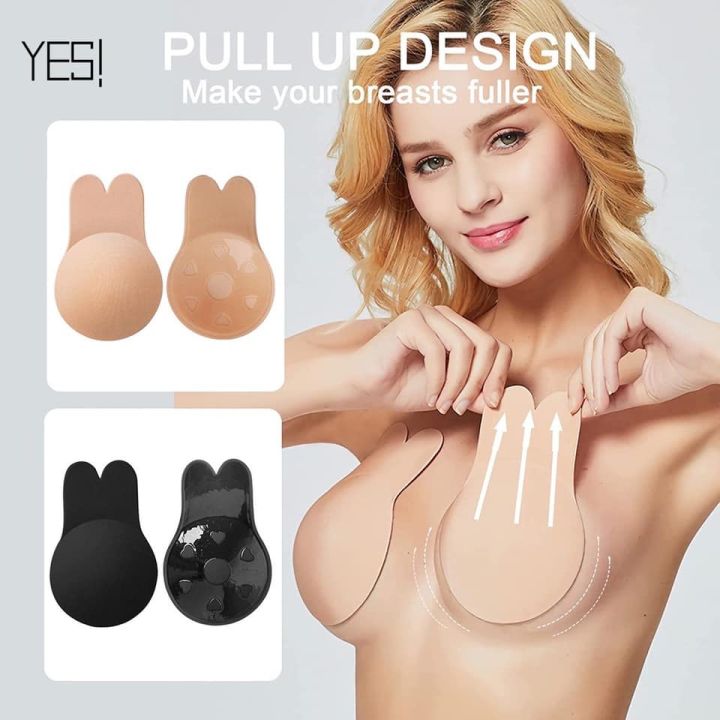 ✓Lucky Tan-1pair pull up design generation Bunny Bra Reusable And Water  Proof Plus Size Bra Reusable Silicone Nipple Cover